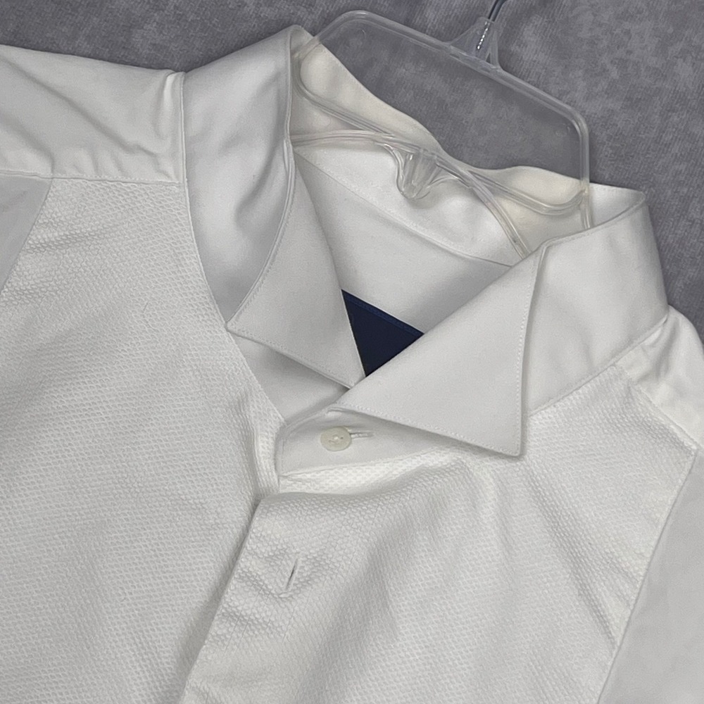 David Donahue Tuxedo Shirt Mens 18-34/5 White Wing Collar French Cuff Bib